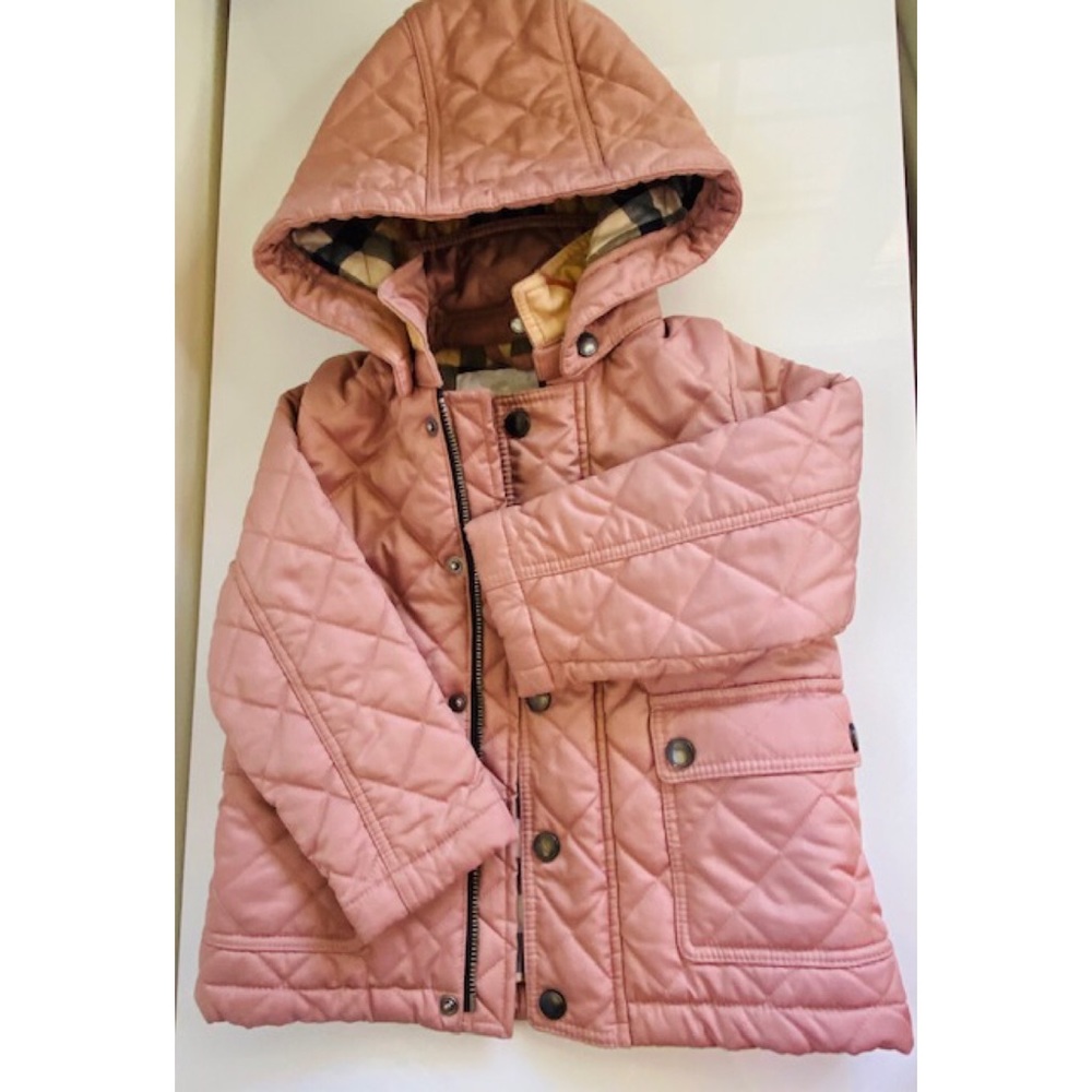 Burberry Pink 18m Quilted Jacket w/Detachable Hood